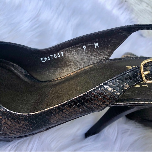 Stuart Weitzman Snakeskin Peep Toe Heels - Picture 6 of 8